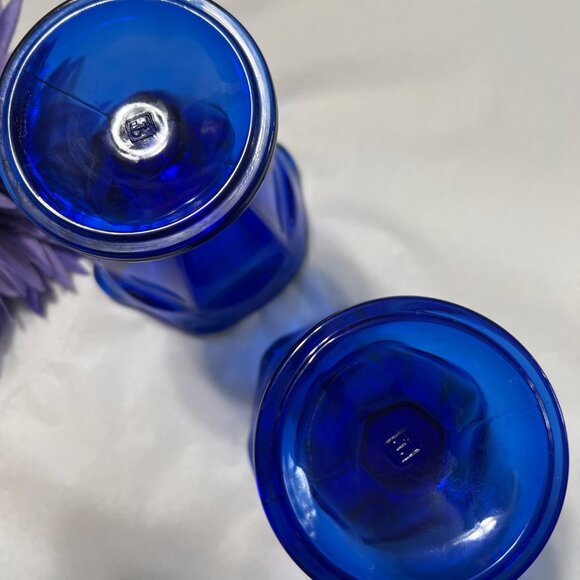 Vintage Anchor hocking Cobalt Blue Depression Glass Ice Cream/Dessert Cups - Picture 3 of 6